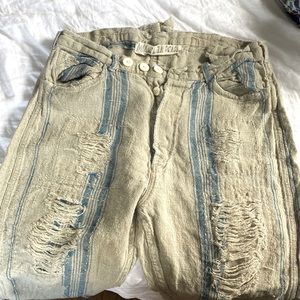 Magnolia Pearl brown with blue striped pants